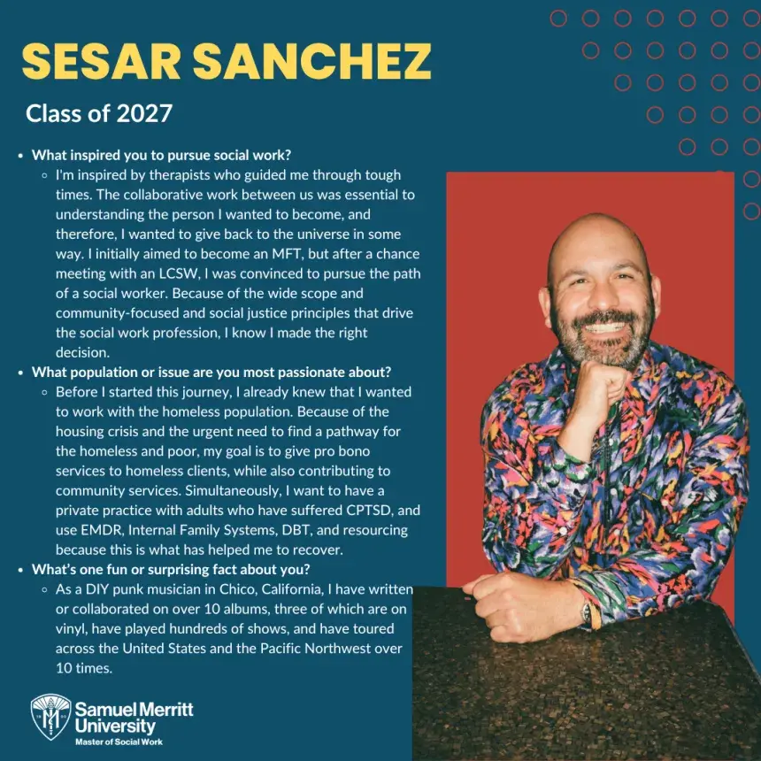 Man with colorful shirt looking forward