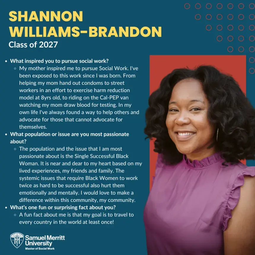 Woman in purple shirt and shoulder length dark hair