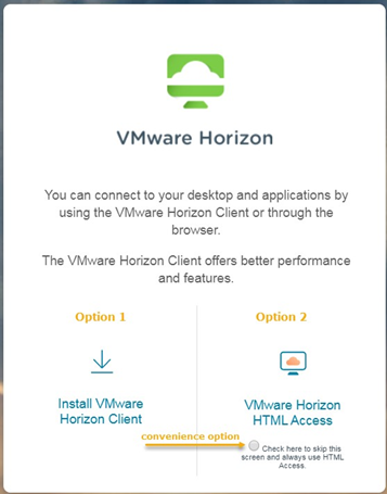 Screenshot of VMWare Horizon