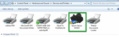 Screenshot of Devices and Printers