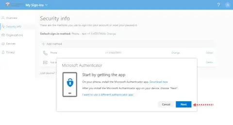 Screenshot of MFA App