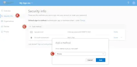 Screenshot of Add Method Phone