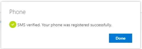 Screenshot of SMS Verified