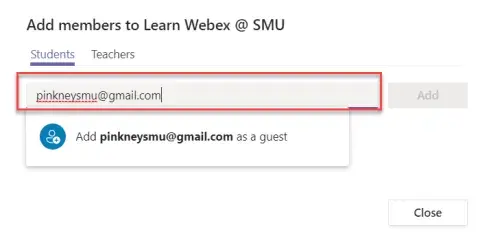 Screenshot of MS Teams Guest