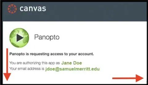 Panopto: scroll to access the "authorize" and "remember authorization"