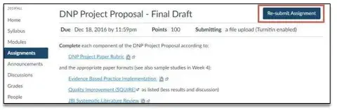 Screenshot of Canvas option to "re-submit assignment." 