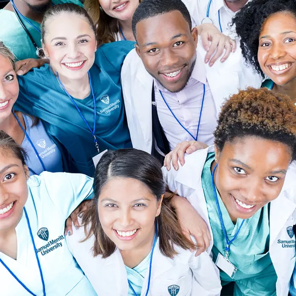 Students in scrubs new logo