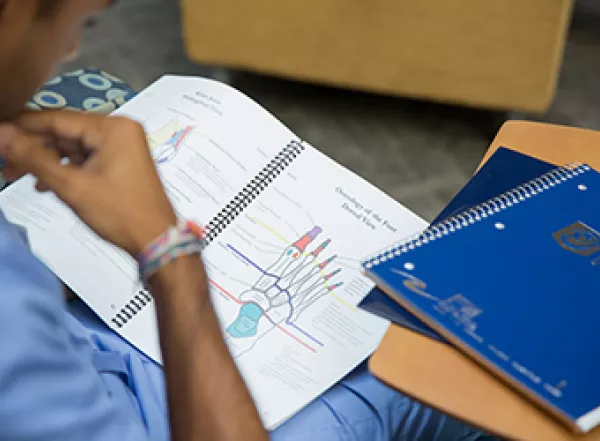 Student studying in Health Education Center