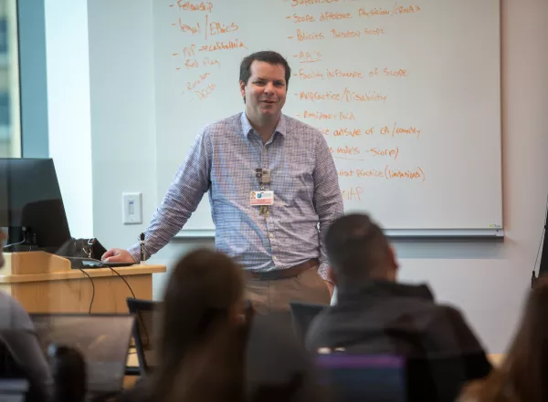 Professor teaching class at SMU