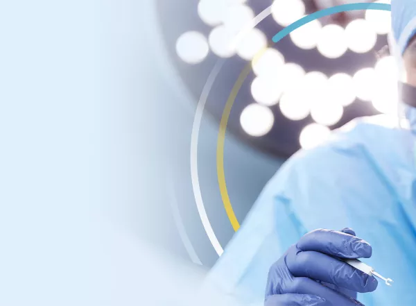 Podiatric surgeon working during a procedure.