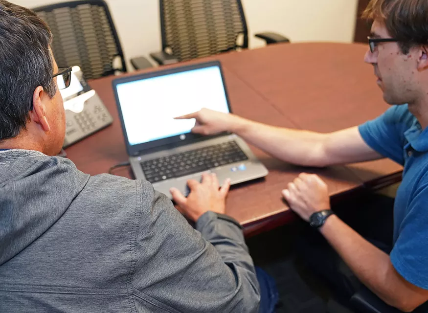 Staff using technology 