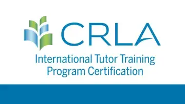 CRLA logo with a stylized open book icon and the text “CRLA International Tutor Training Program Certification.”
