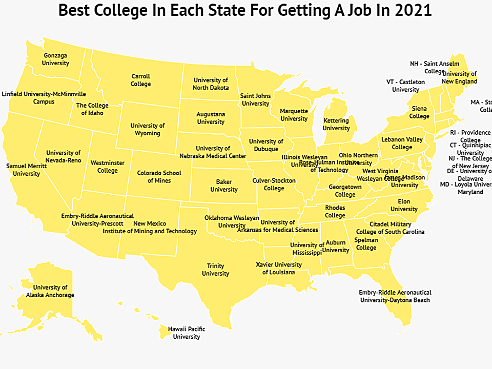 Zippia Colleges for Best Jobs Map