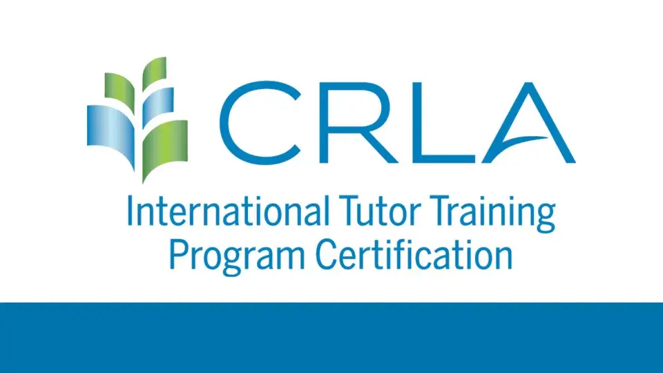 CRLA logo with a stylized open book icon and the text “CRLA International Tutor Training Program Certification.”